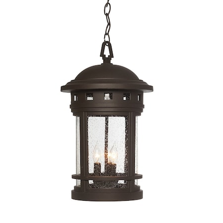 Designers Fountain Sedona 3-Light Oil Rubbed Bronze Outdoor Hanging Lamp with Clear Seedy Glass Shade 2394-ORB